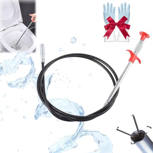 Sewer Cleaning Hook & No Need for Chemicals,Portrayi Sewer Cleaning Hook,Sewer Cleaning Hook Drain Clog Remover,Toilet Snake Clog Remover,Flexible Grabber Claw Long Drain Snake (78.4in) - color: 78.4in