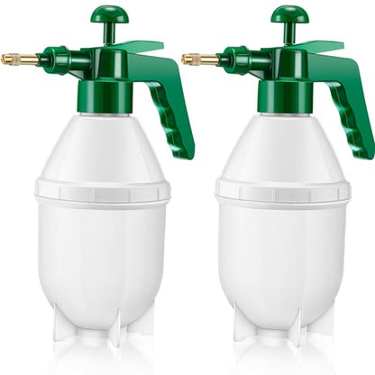 Ziliny 2 Pcs 27 oz Handheld Pump Spray Bottle Garden Mister Spray, Green | Small Garden Spray Bottle, Lawn Pressure Hand Pump Sprayer, with Adjustable Brass Nozzle, for Spraying Weeds Plants, Cleaning - size: 27 oz