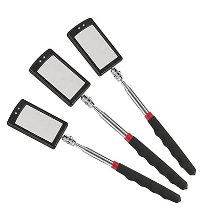 Telescoping Inspection Mirror Mechanics Mirror with 2 LED Lighted, Mirror on a Stick Handle Tool for Checking Observing Vehicle Small Parts,Present for Christmas, Birthday Everyday Carry (3 PCS) - style: 3 PCS