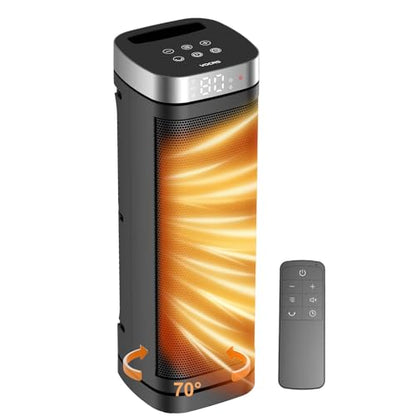 Portable Space Heater, 1500W Electric Heaters with Remote Control, PTC Fast Heating Ceramic Heater with Overheat and Tip-Over Protection, Ideal for Home, Bedroom, and Office Use - size: 16.4''/70°Oscillation