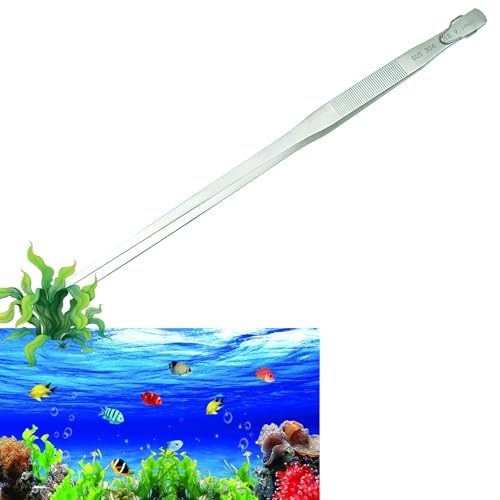18.9 inch Aquarium Tweezers with Hanger, Extra Long Feeding Tongs, Stainless Steel Large Aquascape Tools for Fish Tank, Terrarium, Aquascaping, Reptile Snake (Curved) - size: 18.9inch, Curved