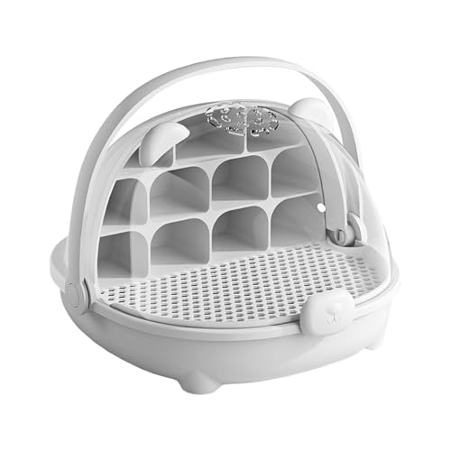 Silkworm Breeding Box Portable Reptile Habitat Feeding Container Hatching Cage with Divided Rearing Zone Easy to Clean Suitable for, Gray - color: gray