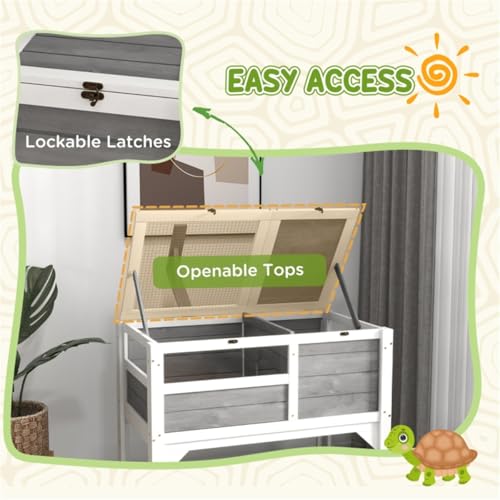 Reptile Enclosure with Shelf, 40.5”H Tortoise Habitat with Lockable Top, Lamp Stand, Acrylic Windows & Waterproof Tray for Lizard, Snake, Bearded Dragon - Easy Assembly - color: P-3