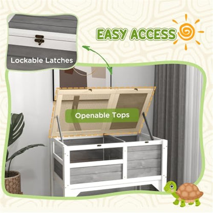 Reptile Enclosure with Shelf, 40.5”H Tortoise Habitat with Lockable Top, Lamp Stand, Acrylic Windows & Waterproof Tray for Lizard, Snake, Bearded Dragon - Easy Assembly - color: P-3