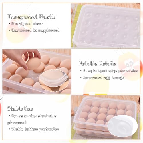 Deviled Egg Containers with Lid, (Set of 2),Stackable Plastic Egg Holder for 48 Eggs,Clear Egg Storage Holder for Fridge,Keep Fresh,Easter,Thanksgiving Party Kitchen Supplies - size: 48 Eggs