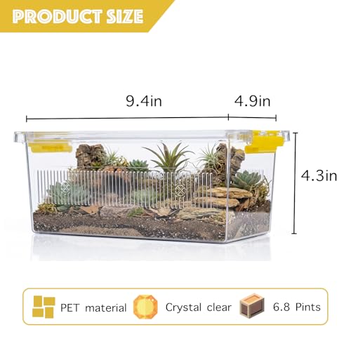 4 Pack ABS Reptile Breeding Box with 100 Non-Woven Pads Each – Stackable Reptile Enclosure for Snakes, Lizards & Spiders – Ventilated Hatchling Reptile Terrarium 8.7x4.3x3.9 Inch