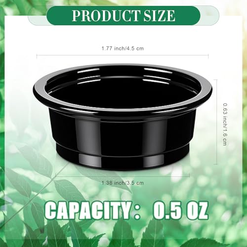 500 Pcs 0.5 oz Gecko Feeding Cups Small Gecko Food and Water Cups Reptile Feeding Bowls Plastic Bearded Dragon Food Bowl for Lizard Small Pet Ledge Accessories (Black) - color: Black