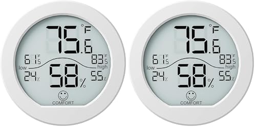 SECRUI Digital Hygrometer Thermometer for Room Temperature Humidity Meter Indoor Thermometer Accuracy Calibration LCD Temperature Sensor with Maximum and Minimum Records, TH1, White (Pack of 2) - color: White, size: TH1x1 (Pack of 2)