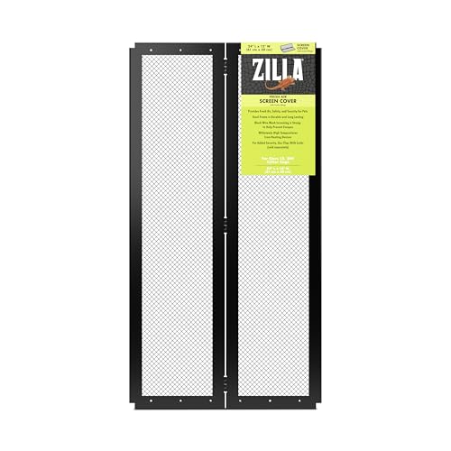Zilla Pet Reptile Terrarium Fresh Air Screen Cover with Center Hinge 24" x 12" | With Center Hinge - size: 25.6"L x 13.8"W x 1.8"H
