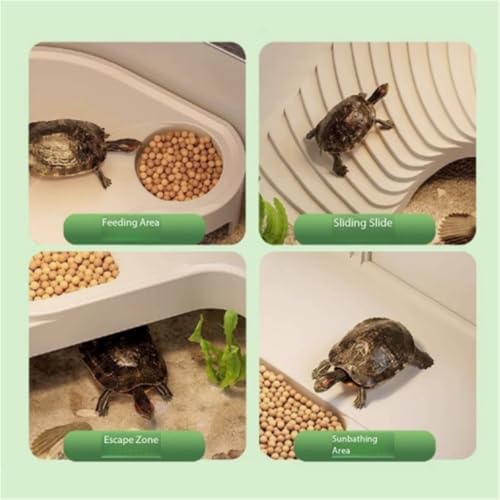 Reptile Tank Sun Terrace Turtle Villa Feeding Box Perfect Habitat for Your Aquatic Pets Easy Assembly(Gris) - color: Gris