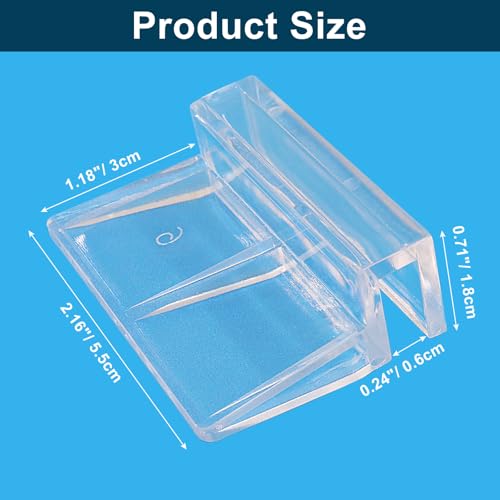 Hordion 20pcs Aquarium Lid Clip, 6mm Clear Acrylic Fish Tank Lid Holder | Aquarium Glass Cover Clips for Rimless Aquarium Fish Tank - size: 6mm