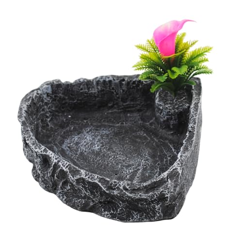 Reptile Water Dish Food Bowl,Corner Rock Terrarium Feeding Bowl Hermit Crab Water,Reptile Feeder Food and Water Dish,Tortoise, Lizard, Gecko, Chameleon, Bearded Dragon