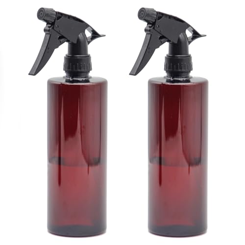 360° Water Spray Bottle 2 Pack 16 oz Continuous Plastic Empty Spray Bottles Mister for Hair,Cleaning,Plants,Upside Down,Fine Mist and Stream Setting,Amber - color: Amber