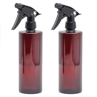 360° Water Spray Bottle 2 Pack 16 oz Continuous Plastic Empty Spray Bottles Mister for Hair,Cleaning,Plants,Upside Down,Fine Mist and Stream Setting,Amber - color: Amber
