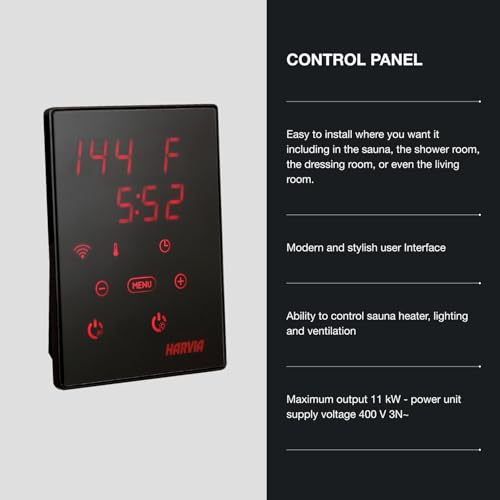 Harvia KIP Sauna Heater, Wall Mounted Electric Sauna Stove, Stainless Steel 220v Heater with Sauna Stones Included, Large Stone Cavity for Maximum Heat Release (8kW - Digital Controls) - style: 8kW - Xenio Digital Controller