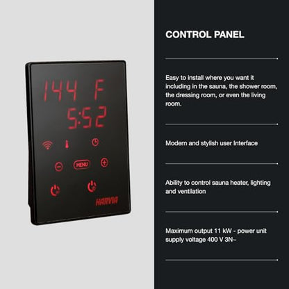 Harvia KIP Sauna Heater, Wall Mounted Electric Sauna Stove, Stainless Steel 220v Heater with Sauna Stones Included, Large Stone Cavity for Maximum Heat Release (6kW - Digital Controls) - style: 6kW - Xenio Digital Controller