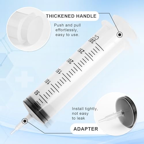 300ml Large Syringes, Individually Sterile Sealed Plastic Syringe for Liquid, Scientific Labs, Measurement, Pet Feeding ,Ink Refilling ,Oil or Glue Applicator(1 Pack) - style: 300ml
