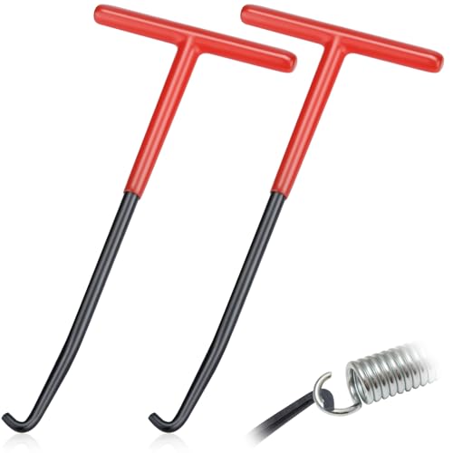 ecocstm 2 PCS Exhaust Spring Puller Tool, Motorcycle Exhaust Spring Hook | T Shaped Handle Spring Removal Tool with Rubber Coating, Snowmobile Accessories for Motorcycle Dirt Bike (Red) - color: Red + Red
