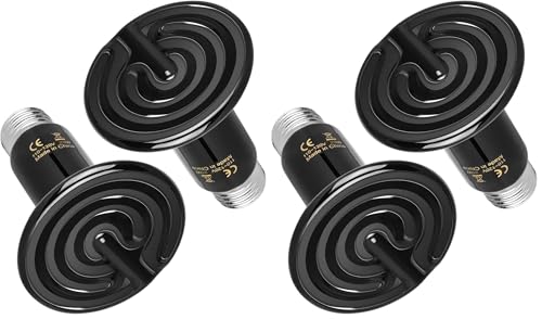 Simple Deluxe 25W Ceramic Heat Emitter Reptile Heat Lamp Bulb No Light Emitting Brooder Coop Heater for Amphibian Pet & Incubating Chicken, 4 Pack - size: 25 Watts (Pack of 2)