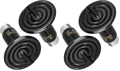 Simple Deluxe 25W Ceramic Heat Emitter Reptile Heat Lamp Bulb No Light Emitting Brooder Coop Heater for Amphibian Pet & Incubating Chicken, 4 Pack - size: 25 Watts (Pack of 2)