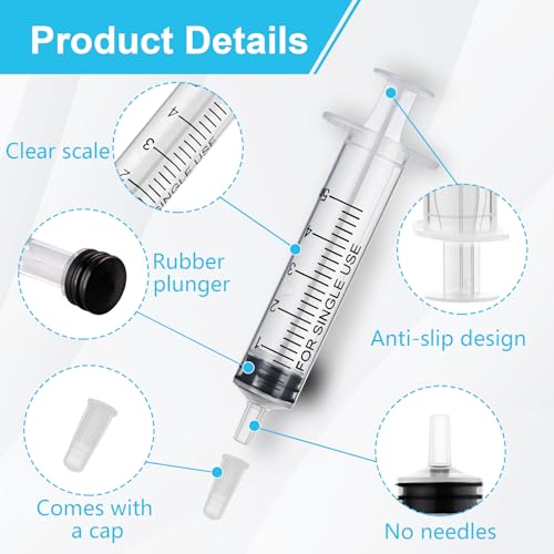 20 Pack 3ml/cc Syringe with Cap, Small Plastic Syringes without Needle, Individually Wrapped, for Liquid Oral Measurement, Scientific Lab, Colostrum Collect, Feeding Pet, Watering