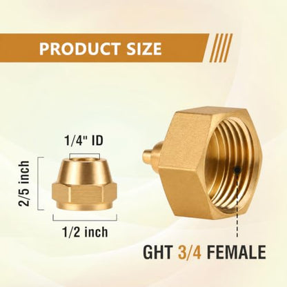 Garden Hose to 1/4 Tubing Adapter for Drip Irrigation/Spray System | for Patio Misting,GHT 3/4 to 1/4 Water Line Adapter,Solid Brass,Standard Thread,Leakproof,Easy to Install,Tight Seal,3 Packs