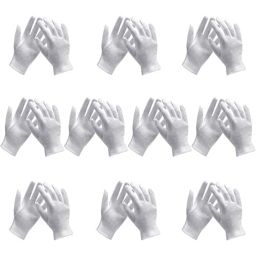 10 Pairs Archival Photo Gloves, White Work Gloves for Handling Art Working Photography Womens Cloth Gloves Liners Bulk for Handling Jewelry, Film, Photo, Coin Metal Inspection Men & Women - color: White, size: L(10 Pairs)