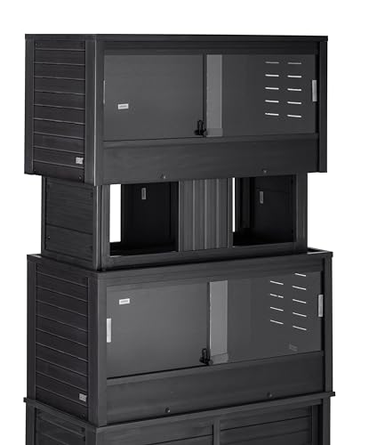 New Age Pet ECOFLEX Two Medium Reptile Enclosures with Matching Stacker Combo Set in Black - color: Black, size: Medium