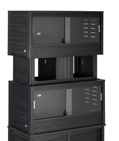 New Age Pet ECOFLEX Two Medium Reptile Enclosures with Matching Stacker Combo Set in Black - color: Black, size: Medium