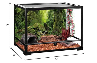Forest Green Tree Terrarium Backdrop Reptile Habitat Background 30x18 in | AWERT Tropical Foggy Rainforest Stream Aquarium Durable Polyester Background - size: 30 x 18 inches