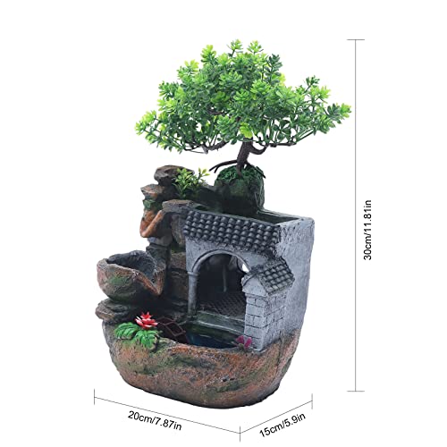 Gdrasuya10 Indoor Water Fountain, Small Tabletop Waterfall Fountain, Rockery Ornament with LED for Office Home Bedroom - color: Style 15