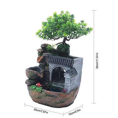 Gdrasuya10 Indoor Water Fountain, Small Tabletop Waterfall Fountain, Rockery Ornament with LED for Office Home Bedroom - color: Style 15