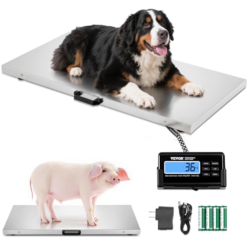 VEVOR 880Lbs x 0.2Lbs Livestock Scale Shipping Scales Large Platform 40.6x20.9Inch Stainless Steel Vet Scale Industrial Floor Scale Large Animal Dog Pig Scale Goat Weight Scale Pet Digital Scale | For Dogs, Pigs, Goats and Animal Pets, Stainless Steel Ind