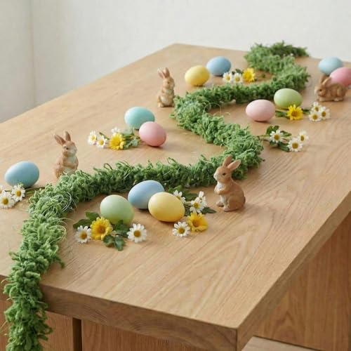 XunYee 4 Pack 11.8 FT Fake Moss Garland Floral Mossvine Garland Decorative Hanging Moss Rope Bendable Greenery for Climbing Reptiles Tank Accessories DIY Crafts Home Wedding Garden Decoration