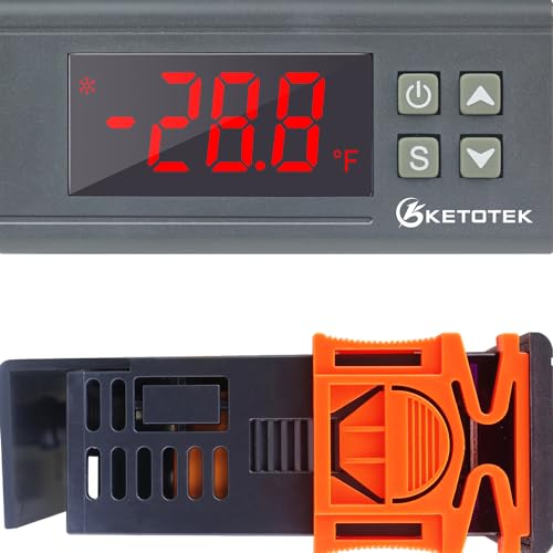 KETOTEK Digital Temperature Controller AC110V 10A Fahrenheit Thermostat with 2m Waterproof Sensor 2 Relays Heating Cooling Incubator - style: Output: 10A