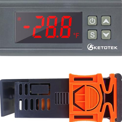 KETOTEK Digital Temperature Controller AC110V 10A Fahrenheit Thermostat with 2m Waterproof Sensor 2 Relays Heating Cooling Incubator - style: Output: 10A