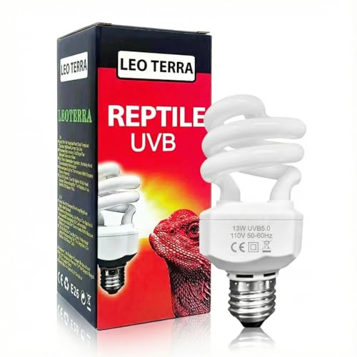 Leoterra 13W UVB 5.0 Light Perfect for Chameleons and Tree Frogs - Tropical UVA UVB Lamp E26 Compact Fluorescent Terrarium Bulb - size: 13w 5.0
