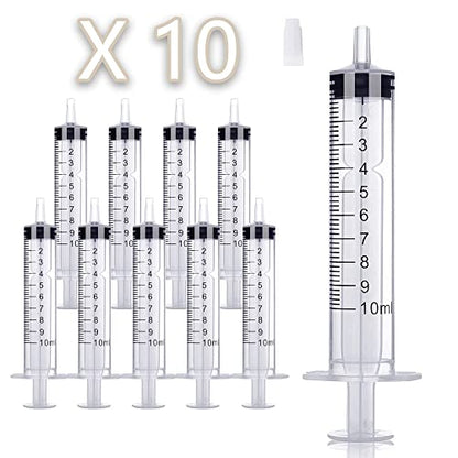 10 Pack 10ml/cc Plastic Syringe Liquid Measuring Syringe Tools