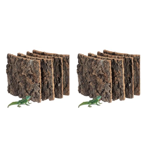 Toddmomy Cork Bark Reptile Terrarium Background 8 Pieces Natural Bark Wood for Gecko Lizard Frog Bearded Dragon Aquarium Decorations Climbing Habitat Decor 5.90 X 5.90 X 1.57 in - size: 8pcs