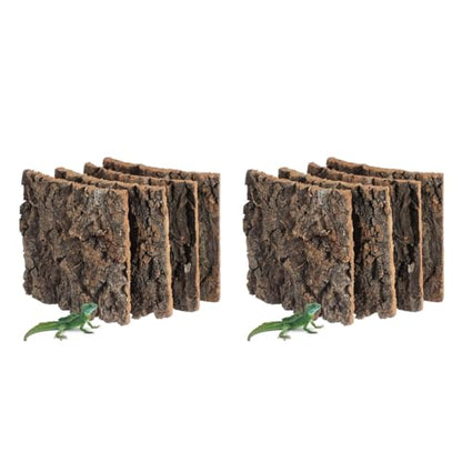 Toddmomy Cork Bark Reptile Terrarium Background 8 Pieces Natural Bark Wood for Gecko Lizard Frog Bearded Dragon Aquarium Decorations Climbing Habitat Decor 5.90 X 5.90 X 1.57 in - size: 8pcs
