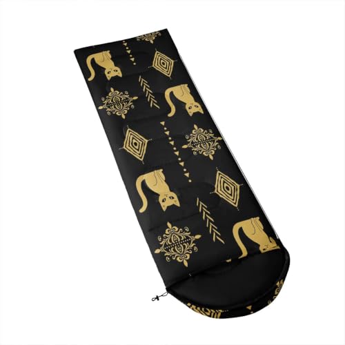 Erosebridal Sugar Skull Kids Sleeping Bag Southwestern Aztec Western Camping Blanket for Hiking Travel Hunting Sleep Bag - color: Black Yellow Gold 15