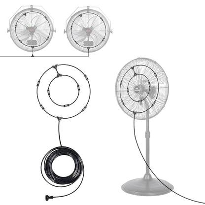 Fan Misting Kit for Outside Patio 35FT, Outdoor Fan Misters Cooling System. | Double-Loop Water Mist for Backyard, Porch, Umbrella,Deck,Canopy,Pergola,Pool. Yard BBQ Accessories, Party Supplies - size: 33FT