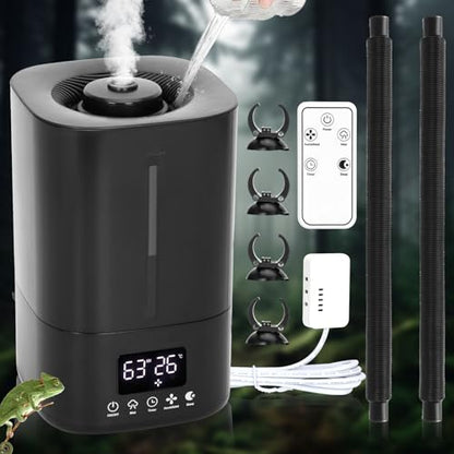 Automatic Reptile Fogger Humidifier with Smart Humidity Control, 5L Large Tank, 70" External Sensor Probe, Dual Hose Terrarium Humidifier for Ball Python, Chameleon, Gecko, Frog, Vivarium & Grow Tent