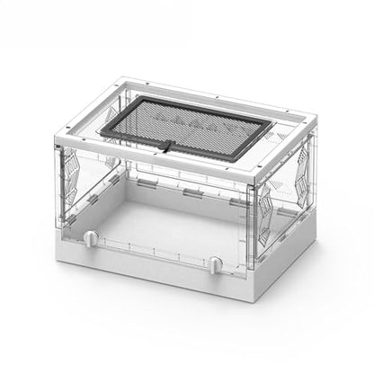 Large Portable Reptile Tank with Multi-Observation Perspective Foldable and Bottom Pulley, Ideal Habitat for Gecko, Frog, Spider and so on (White Extra Large) - color: White Extra Large
