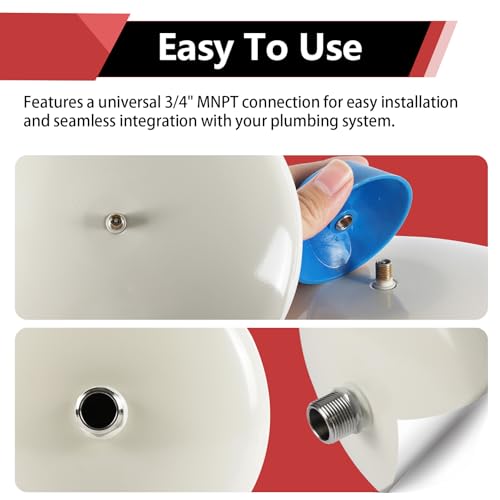 1PC EFIELD Water Heater Expansion Tank, 4.5 Gallon, 3/4 in MNPT Connection | Thermal Pressure Protection, Safe for Potable Water-TANK002(1) - size: 4.5 Gallon