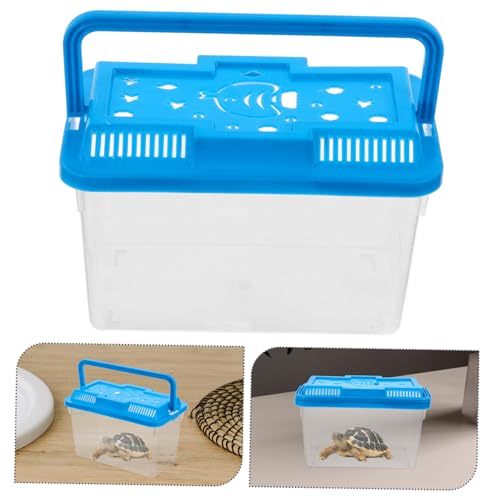 TOYANDONA Portable Transparent Plastic Fish Tank for Small Turtles and Reptiles Easy to Aquarium with Lid Lightweight Travel Container for Pet Transport and Observation