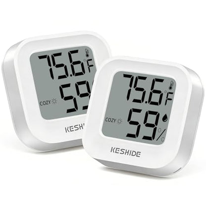 Digital Hygrometer Thermometer for Room Temperature Humidity Meter Indoor Thermometer Accuracy Calibration LCD Temperature Sensor, Bedroom, Baby Room, Office, Greenhouse, Cellar - color: White