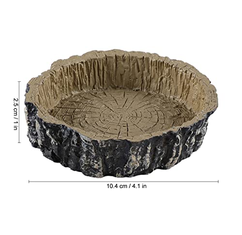 Tree Trunk Food/Water Dish for Amphibians, Reptiles and Other Little Critters, Made from Premium Non-Toxic Resin - Small Size - color: Brown(1 pcs)