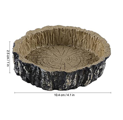 Tree Trunk Food/Water Dish for Amphibians, Reptiles and Other Little Critters, Made from Premium Non-Toxic Resin - Small Size - color: Brown(1 pcs)
