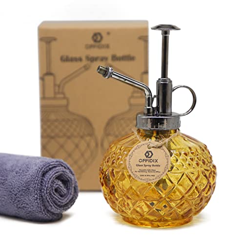 Vintage Glass Spray Bottle, 300ML Plant Mister with Plastic Top Pump, Garden Sprayer, Cleaning (Brown) - color: H-Brown